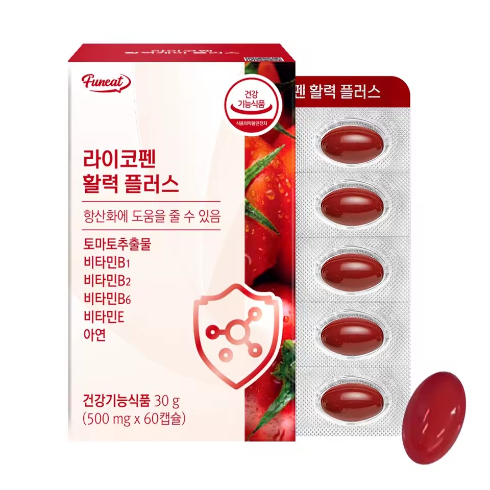 Top Selling Funeat Lycopene Vital Plus Premium Tomato Extract Rich Vitamins B1 B2 B6 E Calcium Iron Zinc Selenium Adults Tablets