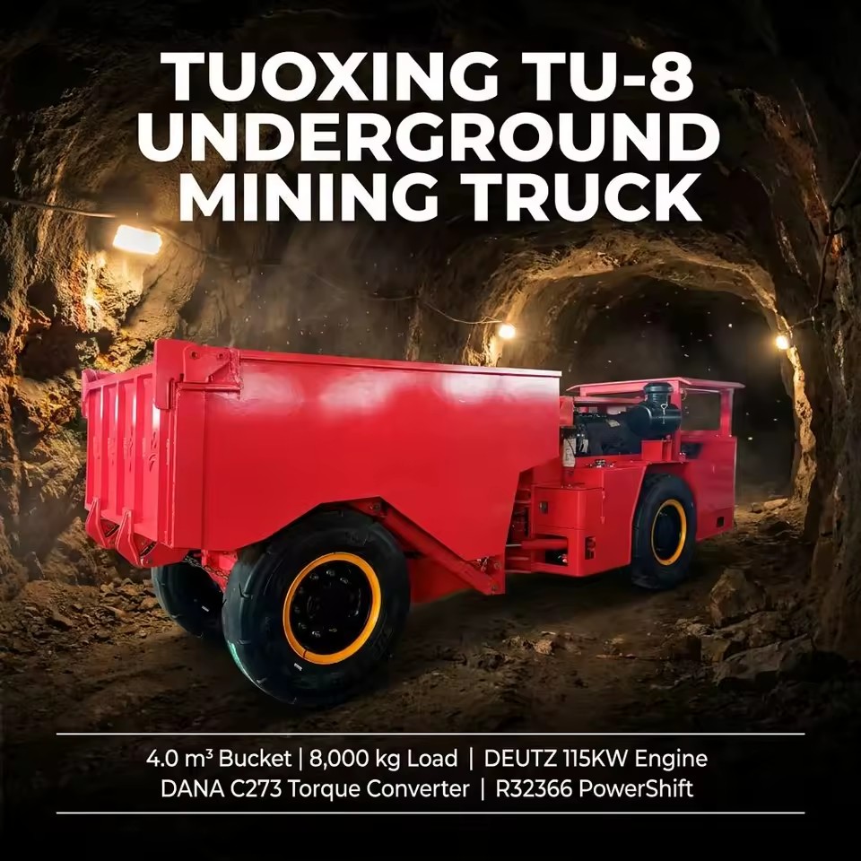 Tuoxing TU-8 Short Turning Radius Deutz Cummins Engine Underground Mining Truck Oro Mine