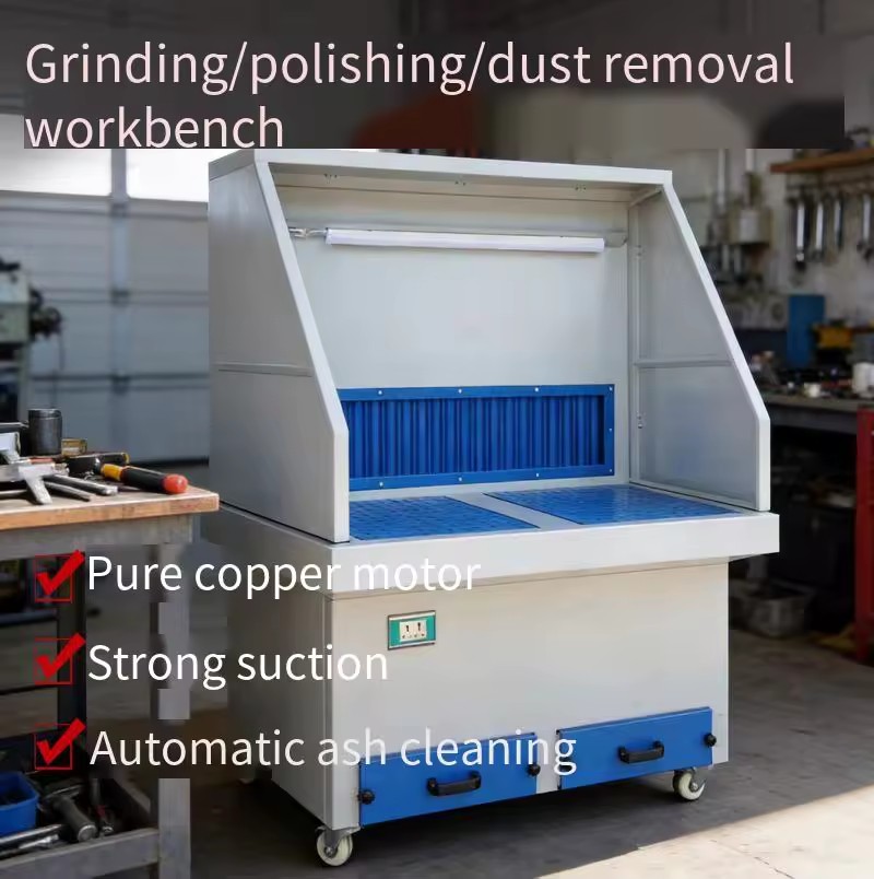 New Adjustable Dust-Collection Galvanized Steel Sanding & Grinding Workbench Table with 1.5 HP Bench Grinder