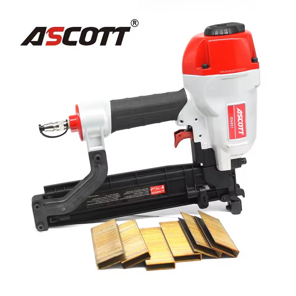 Industrial&DIY RN851 Medium Crown Pneumatic Nail Gun 160PCS Heavy Duty Staple Gun for Sheathing Roofing Siding 16GA Air Stapler