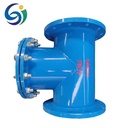 Flanged T Type Water Stop Strainer Manual Carbon Steel Straight Through 1 in Port Size for Industrial Pipeline