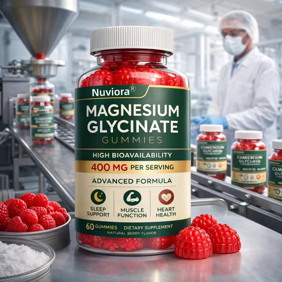 Private Label Magnesium Glycinate Gummies 400mg High Bioavailability Vegan Dietary Supplement OEM ODM Manufacturer
