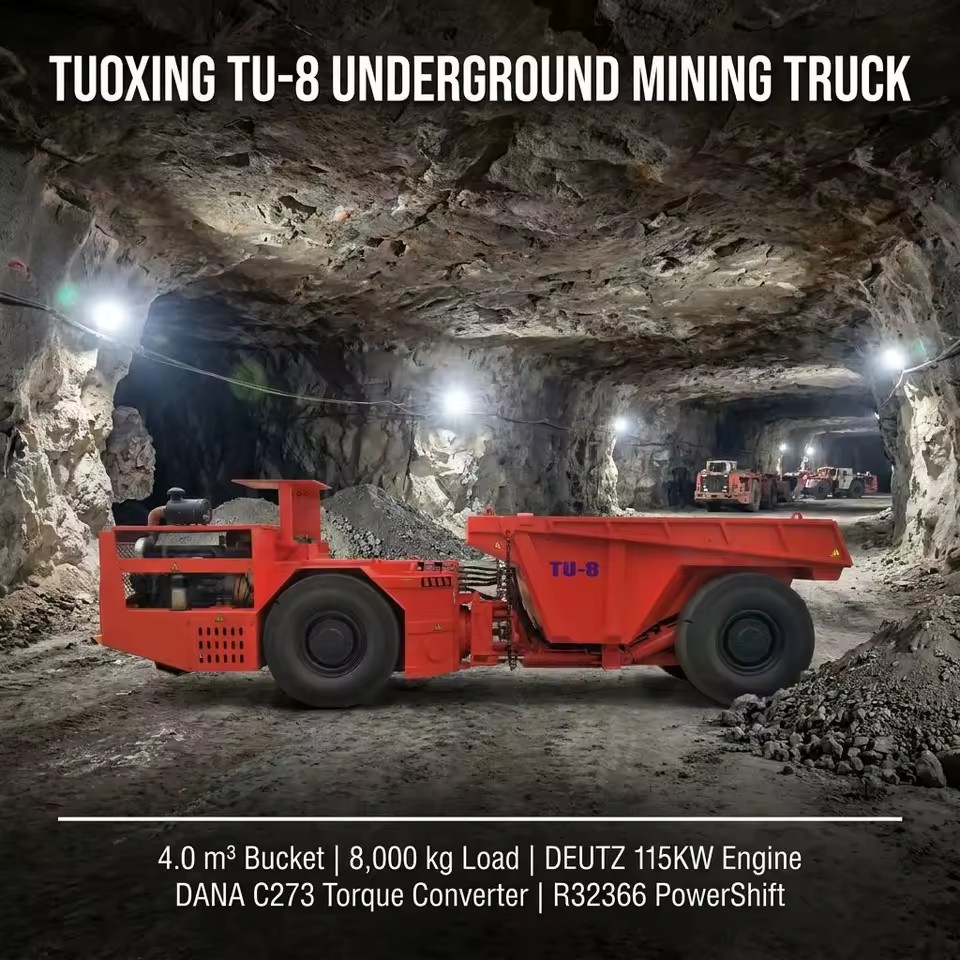 Trusted Mining Truck Brand Tuoxing Heavy Load TU-8 for Underground Ore Hauling with Customized Service Mining Truck