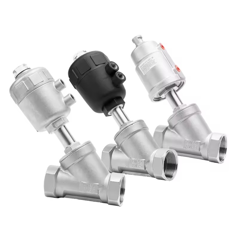 DN15 DN20 DN25 DN32 DN40 DN50 DN65 DN80 Water Gas Oil PN16 Pneumatic Stainless Steel 304/316L Shut-Off Angle Seat Valve