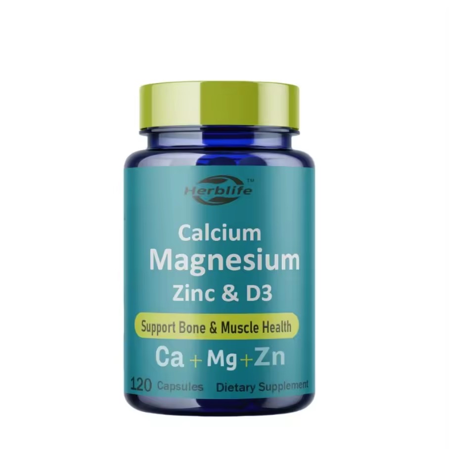 OEM Private Label High Absorption Calcium Magnesium Zinc Capsules Bone and Immune Support 120 Caps GMP Certified