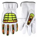 Custom Leather Work Gloves Anti-Cut Anti-Shock Puncture Impact Resistant Oilfield Use EN388 5 ANSI 3