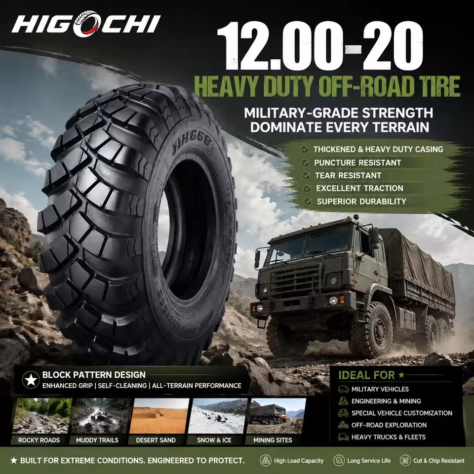 12.50-20 Block Pattern Heavy All Terrain Off Road Wear Resistant Anti-Puncture Tyre for Oilfield Cross Country Transport Truck