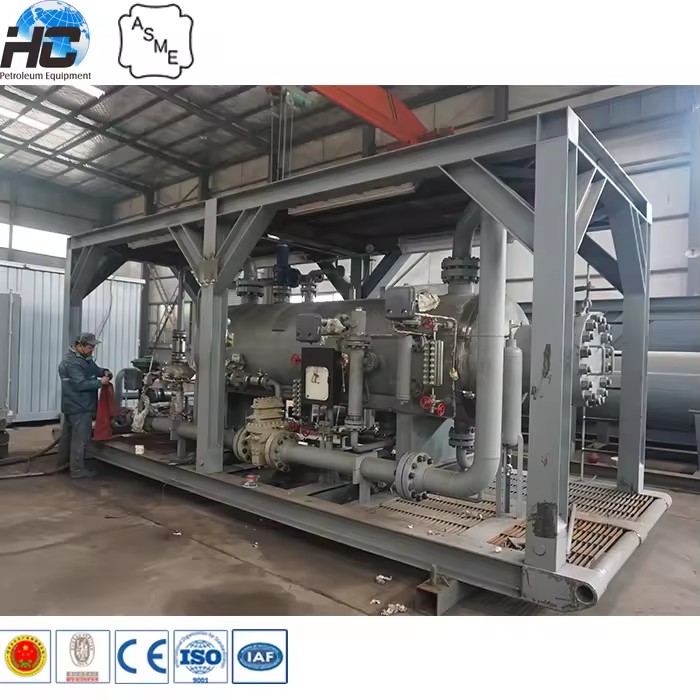 Skid Mounted Oil Gas Water 3 Phase Separator for Oilfield Surface Well Testing