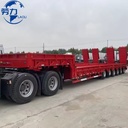 6 Axle Low Bed Semi Trailer 60 Ton Heavy Equipment Lowboy Trailer Hydraulic Ramp Transport