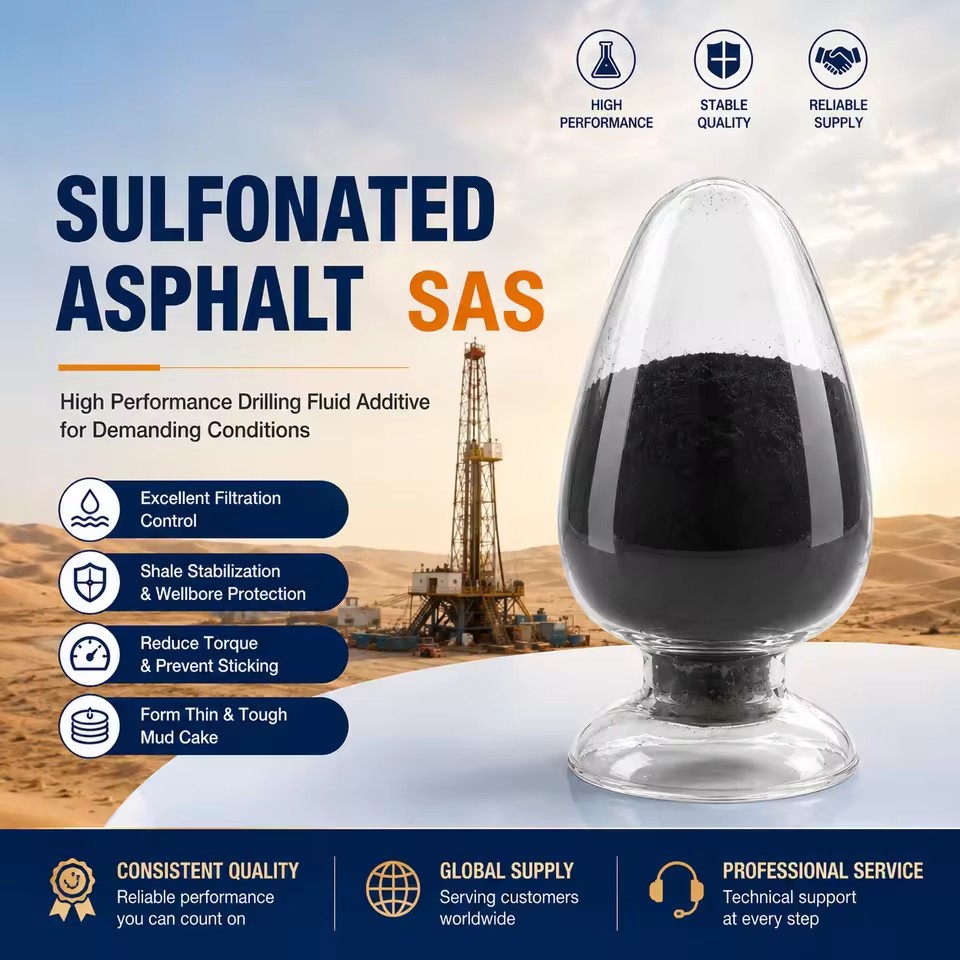 Sulfonated Asphalt 68201-32-1 Oilfield Drilling Fluid Additive HTHP Fluid Loss Control Wellbore Stability for Water Based Mud