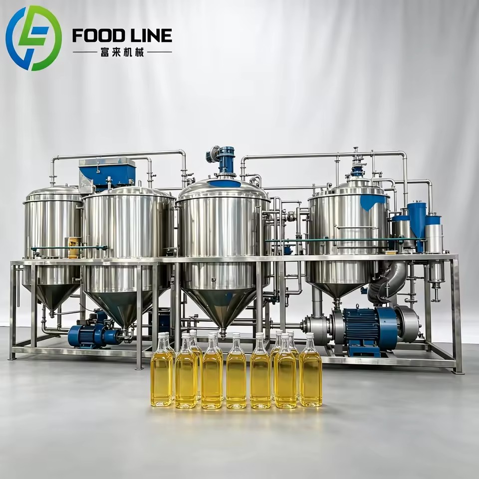Small Scale Crude Cooking Oil Refinery Machine Degumming Deacidification Complete Oil Processing Equipment