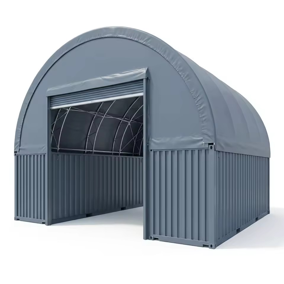 Heavy Duty Galvanized Clear Span Fire Retardant Relocatable Arch Container Shelter for Container Yard Freight Storage