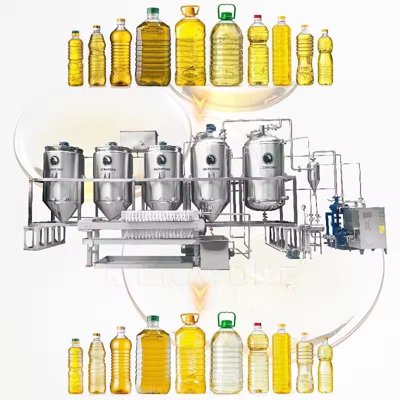 Sunflower Oil Refinery Equipment Mini Crude Cooking Oil Processing Machine Small Scale Sunflower Oil Processing Plant