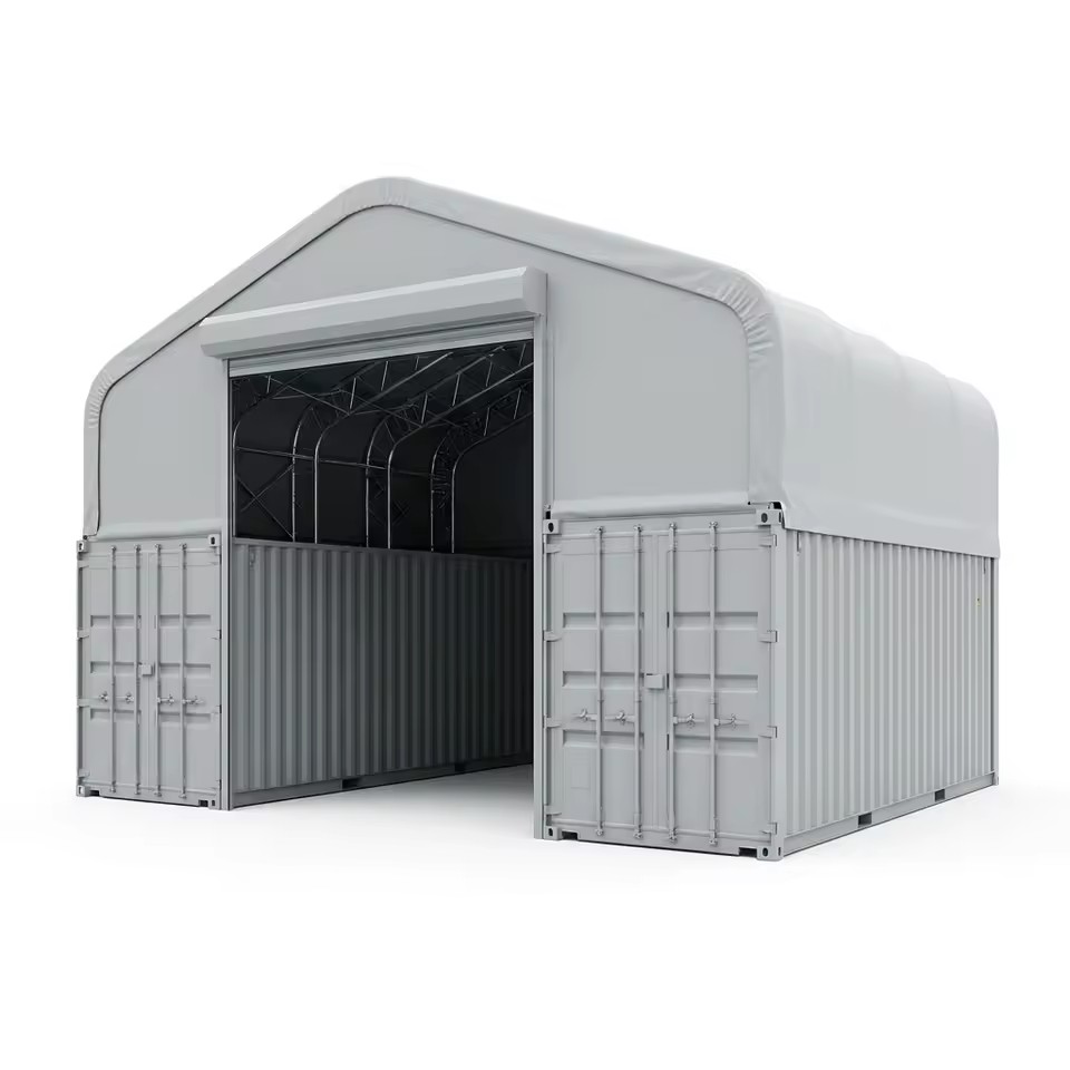 Heavy Duty Galvanized Steel 850g PVC Wind Rated A-Frame Container Shelter for Mining Site Equipment Storage
