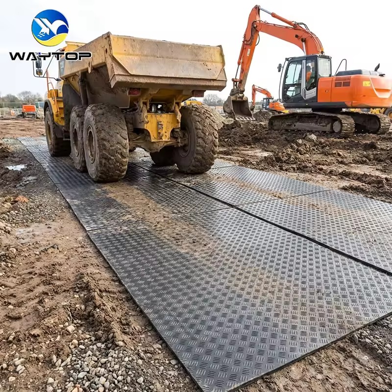 High Load Capacity Track Mats Reusable Plastic Ground Protection Mats for Excavator Crane Outrigger Pads Soft Ground Access