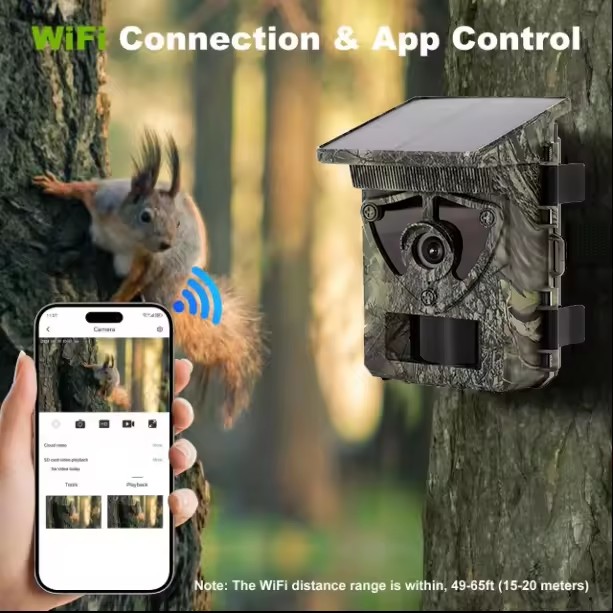 Factory Manufacture Solar Powered 8K Night Vision Hunting & Wildlife Trail Camera With 5200mah Li Battery