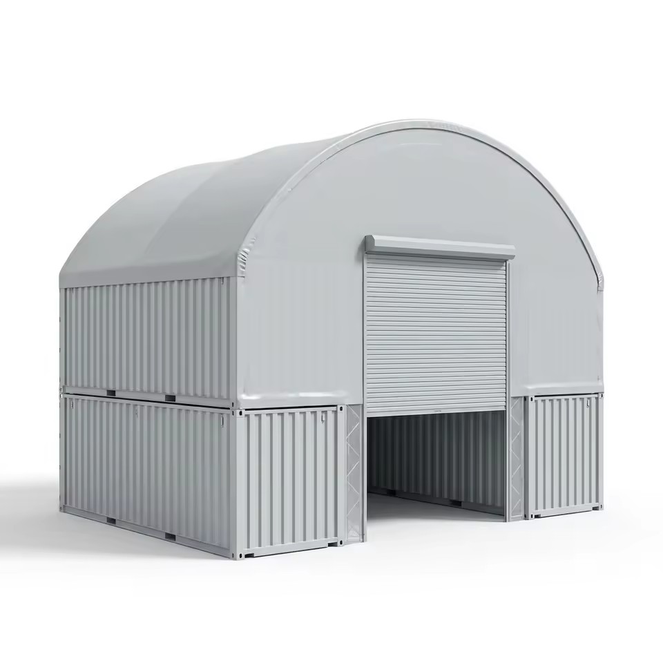 Heavy Duty Galvanized Steel 850g PVC Wind Rated Arch Container Shelter for Industrial Workshop Storage