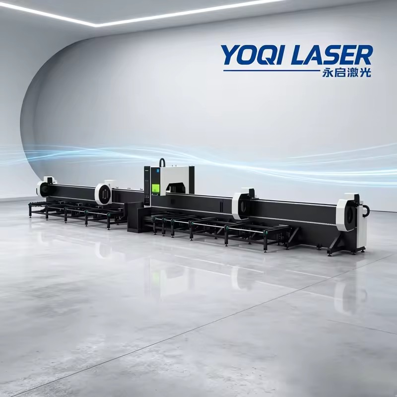 YOQI Q9-35 Four Chuck Tube Laser Cutting Machine 12300mm Beveling CNC Heavy Pipe Laser Cutter Raycus 12kW 20kW