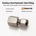 316SS Smooth Surface Forged Single Ferrule Threaded Hydraulic Tube Fittings 10mm Male Thread Connector LP / HP Valve Fitting