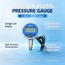 0.02%0.05% Accuracy 4000Bar 60000psi Digital Pressure Gauge Stainless Steel Manometer for Hydraulic Pneumatic Testing