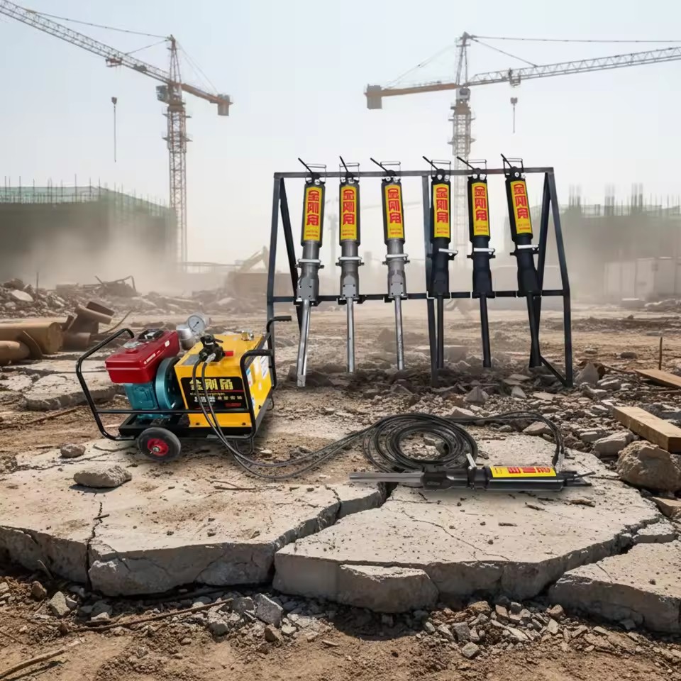 DINGLI DL-250/350/450 Handheld Hydraulic Rock Splitter with Engine & Pump 8HP 60Mpa Rated Pressure 4.5-11L/min Working Flow