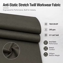 Anti Static Stretch Twill Fabric T65/C35/SP Woven 240gsm for Electronics ESD Workwear Uniforms Use