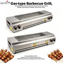 Commercial & Household Stainless Steel Gas BBQ Grill | Tabletop Gas Grill for Restaurant, Food Stall Outdoor Backyard Barbecue