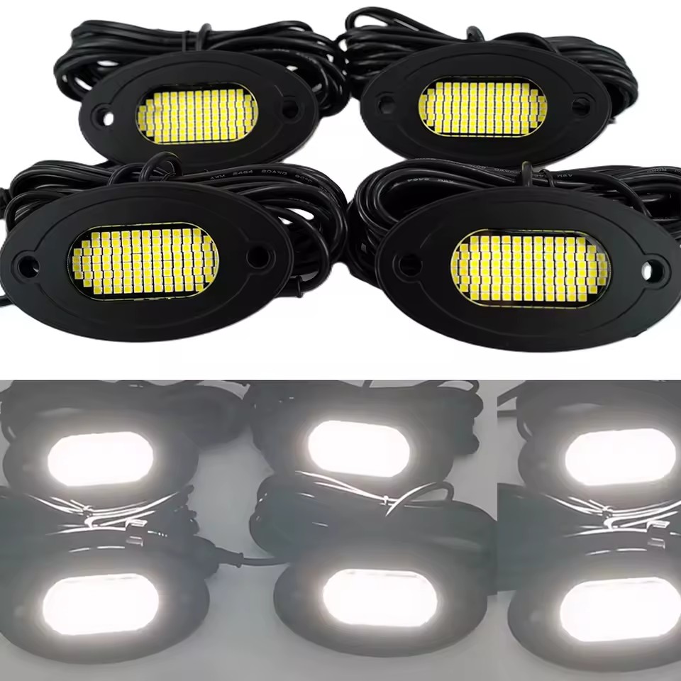 Pure White 108Led Rock Light Ultra Bright Off-Road Rim Light Underglow Waterproof Car Running Strobe Light for Truck ATV UTV SUV