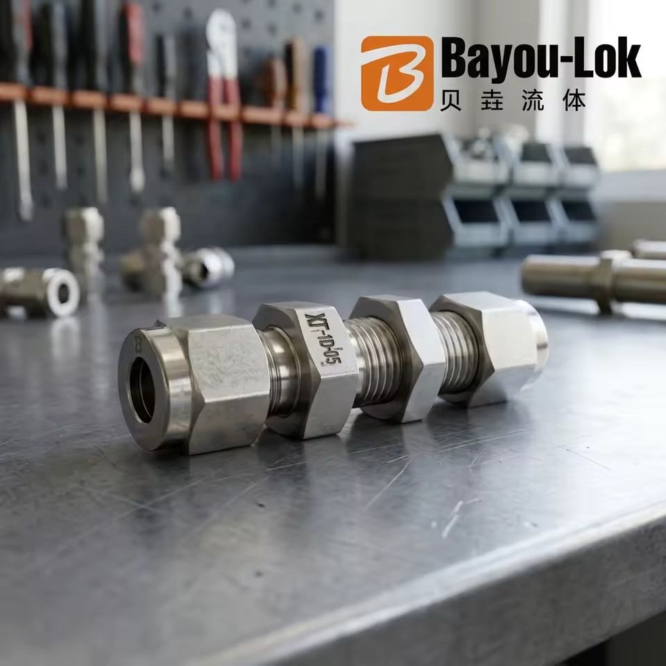 BA Grade Bulkhead Ferrule Tube Connector Compact Structure Easy to Install for High Purity Gas Pipeline System Valve Fitting
