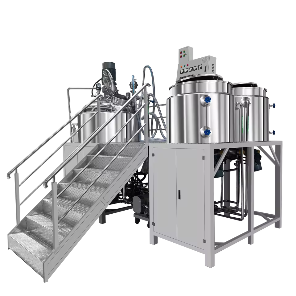 1000L Automatic Fixed Vacuum Homogenizer Emulsifier Machine SUS304/SUS316L Dual Stirring Jacketed Heating High-Power Motor Food