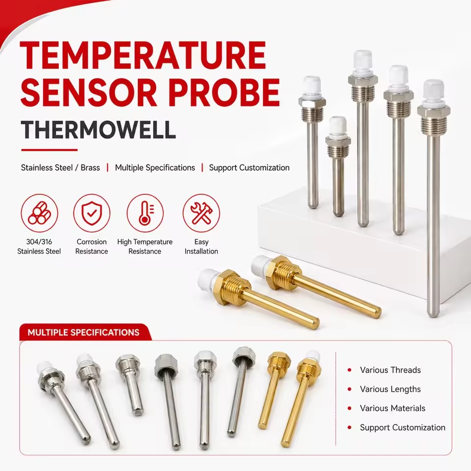 02-001 304 Stainless Steel Polished High Pressure Thermocouple Sensor Sleeve High Temp Resistant Solar Water