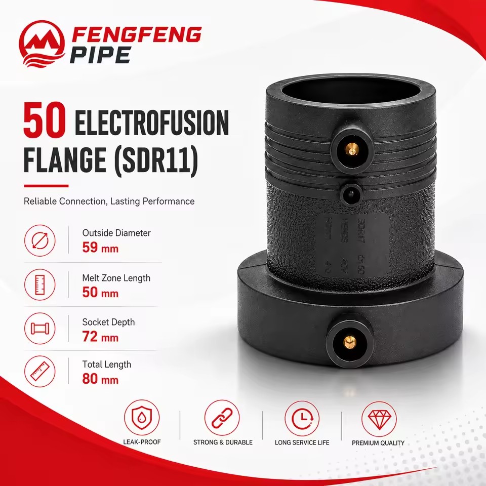 50mm SDR11 High Pressure Electrofusion Hdpe Stub End Flange PE100 Hdpe Stub End WRAS Certified