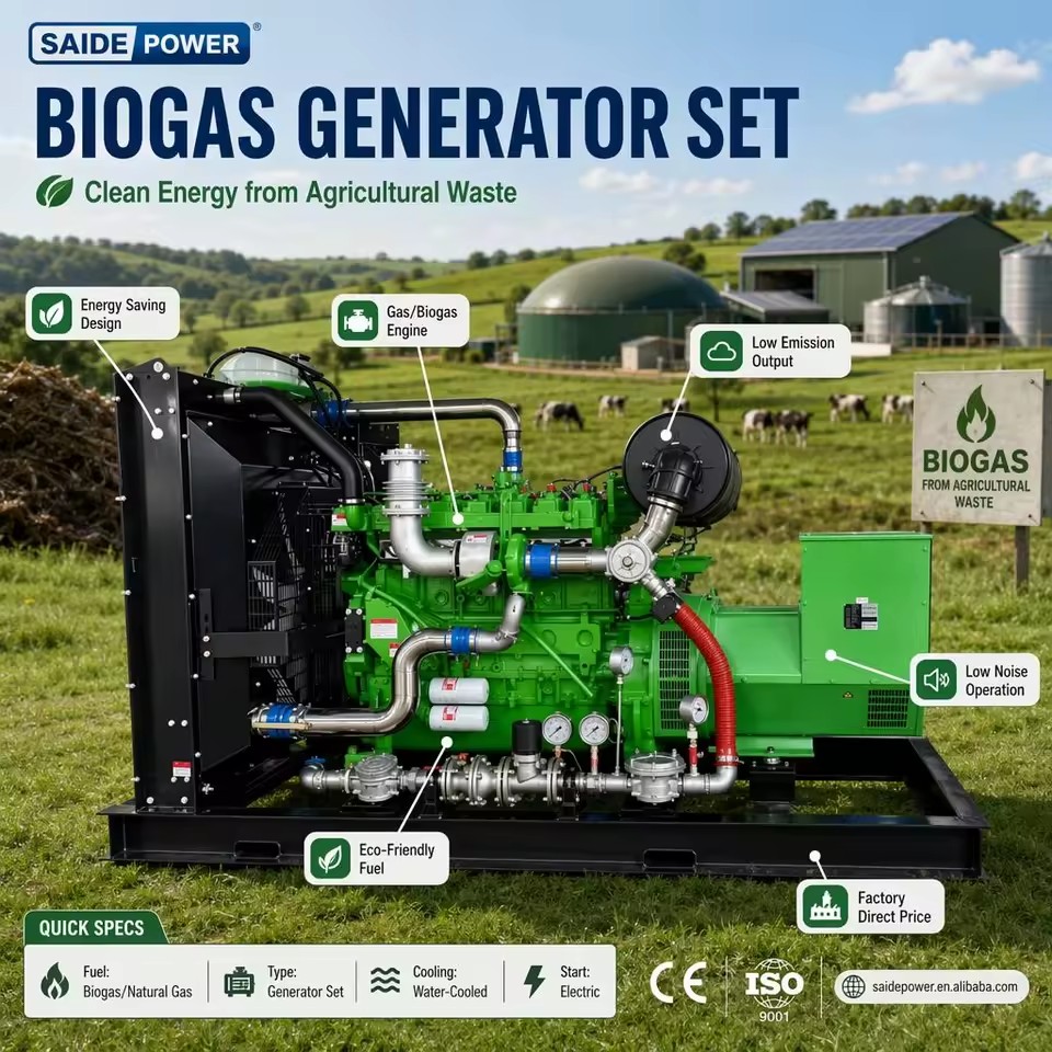50kW 62.5kVA Natural Gas Generator Biogas LPG CNG Dual Fuel 3-Phase Silent Genset Optional Cumminses Weichai Engine with ATS