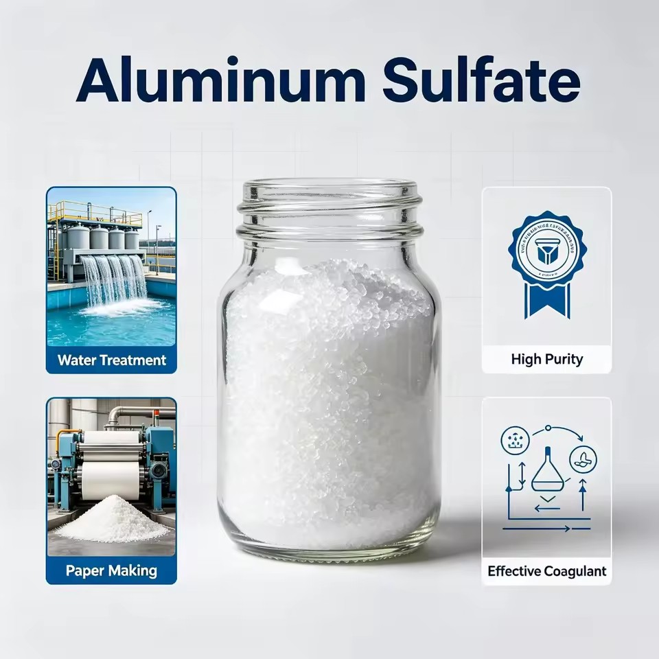 Iron Free Manufacturer Powder Flakes Aluminium Sulphate Sizing Agent for High-grade Paper