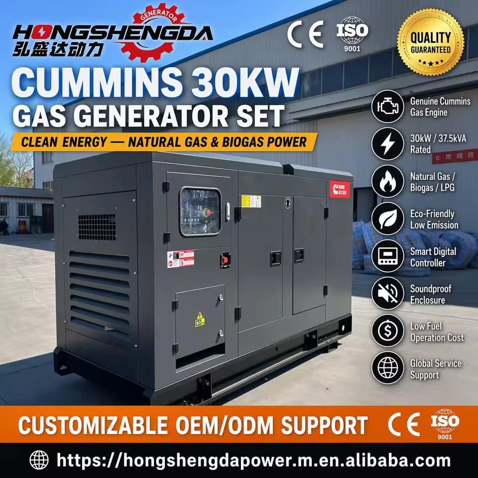Low Noise 30kW Cummins Weichai 37kVA Natural Gas LPG Biogas Syngas Generator Open Silent DC Standby Power Unit Genset CE ISO