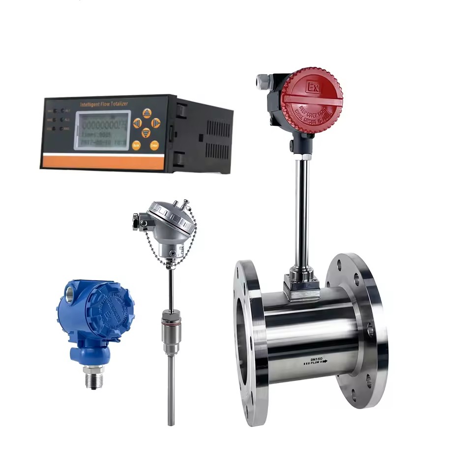 Low Cost Hot Selling Vortex Flow Meter DN80 DN100 for Water Gas Steam Application 4-20mA, RS485, Modbus, Hart, LCD display