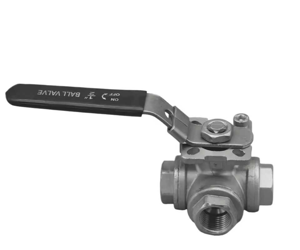 Manual Three-Way High Temperature Ball Valve with NPT Threaded Connection 316/304 Stainless Steel