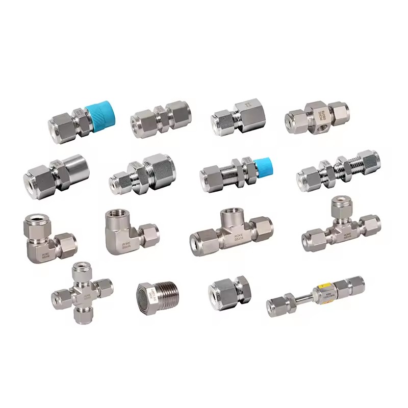 SS-UE-FT24 SS316 Double Ferrule Hexagon Head 90 Degree Elbow Compression Fitting 6000psi Forged Thread OEM Customizable