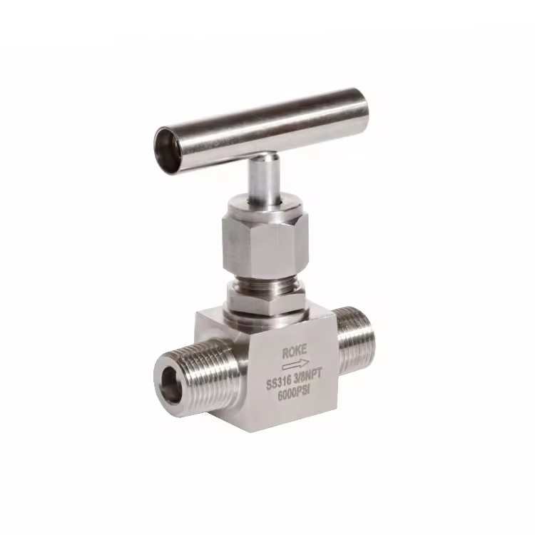 Stainless Steel SS316 3/8 NPT or BSPT Male Thread Manual Power Integral Forged Needle Valve 6000psi for Gas Media