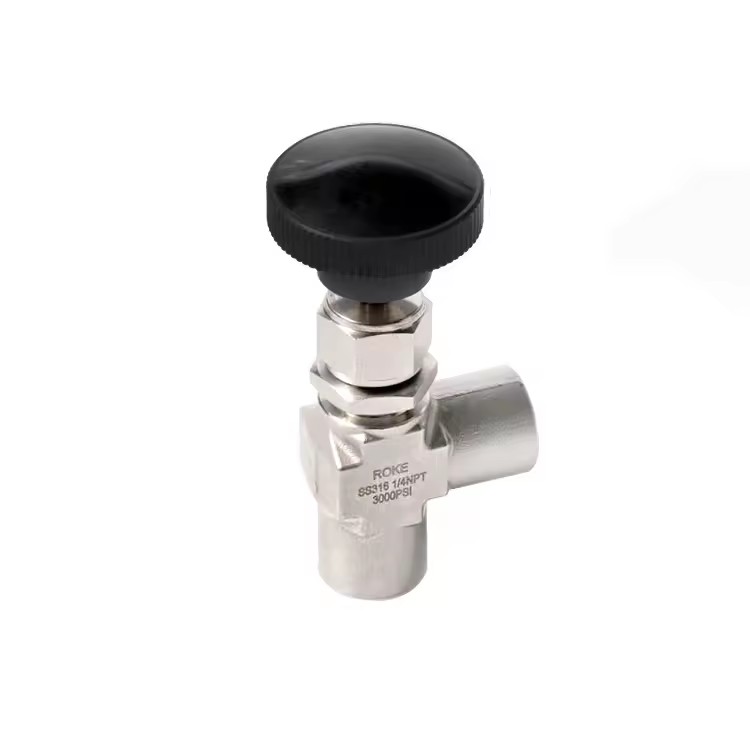 Stainless Steel Female Thread 90 Degree Manual Needle Valve Integral Bonnet Angle for Gas Water Oil