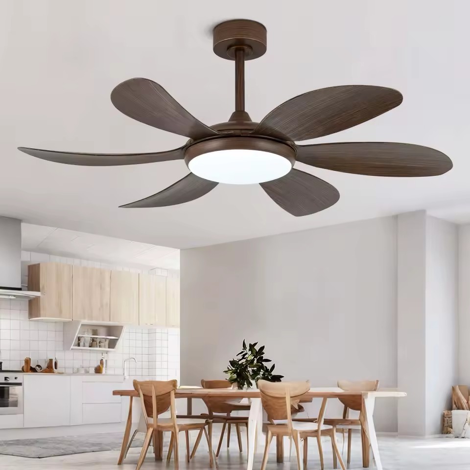 46 Inch Ceiling Fan with LED Light 6 ABS Blades for Powerful Airflow Energy-Saving Reversible BLDC Motor 6-speed Remote Control