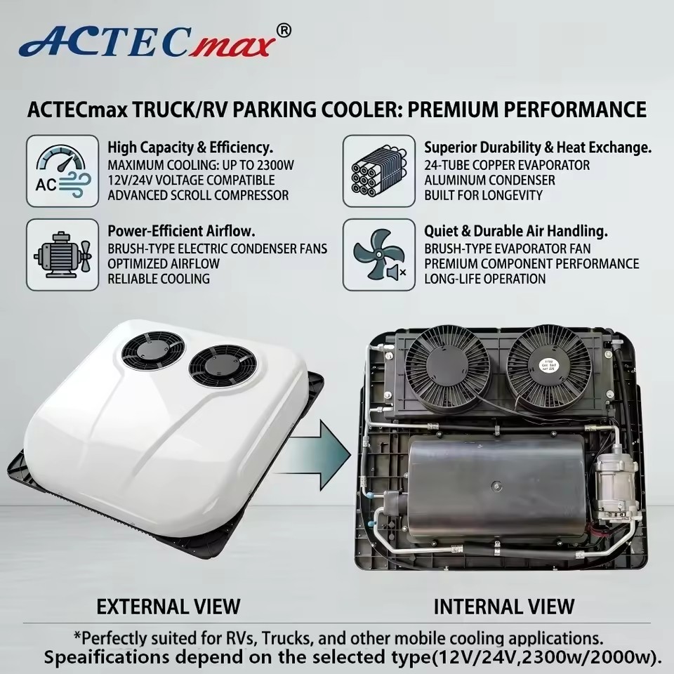 ACTECmax Heavy Duty Truck Roof Mounted Cooling Equipment Independent Air Conditioner Scroll Compressor Energy Saving Operation