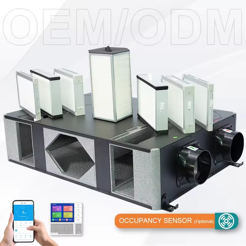 EPP Heat Recovery Ventilator Fresh Air System Residential Use Low Noise Smart Sensor PM25 CO2 Monitoring Energy Saving