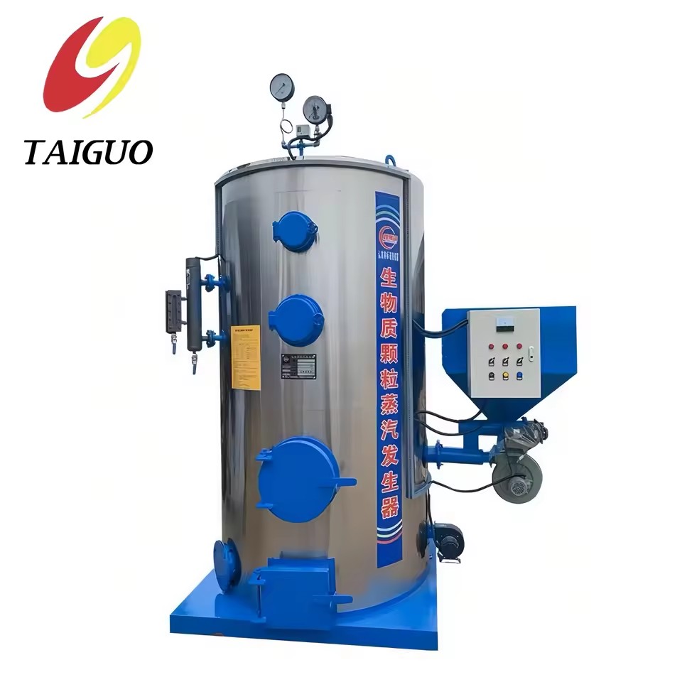 New Industrial Heating Systems Automatic 1000kg Iron Steam Generators Vertical Fire Tube Biomass Pellet Fuel Low Pressure