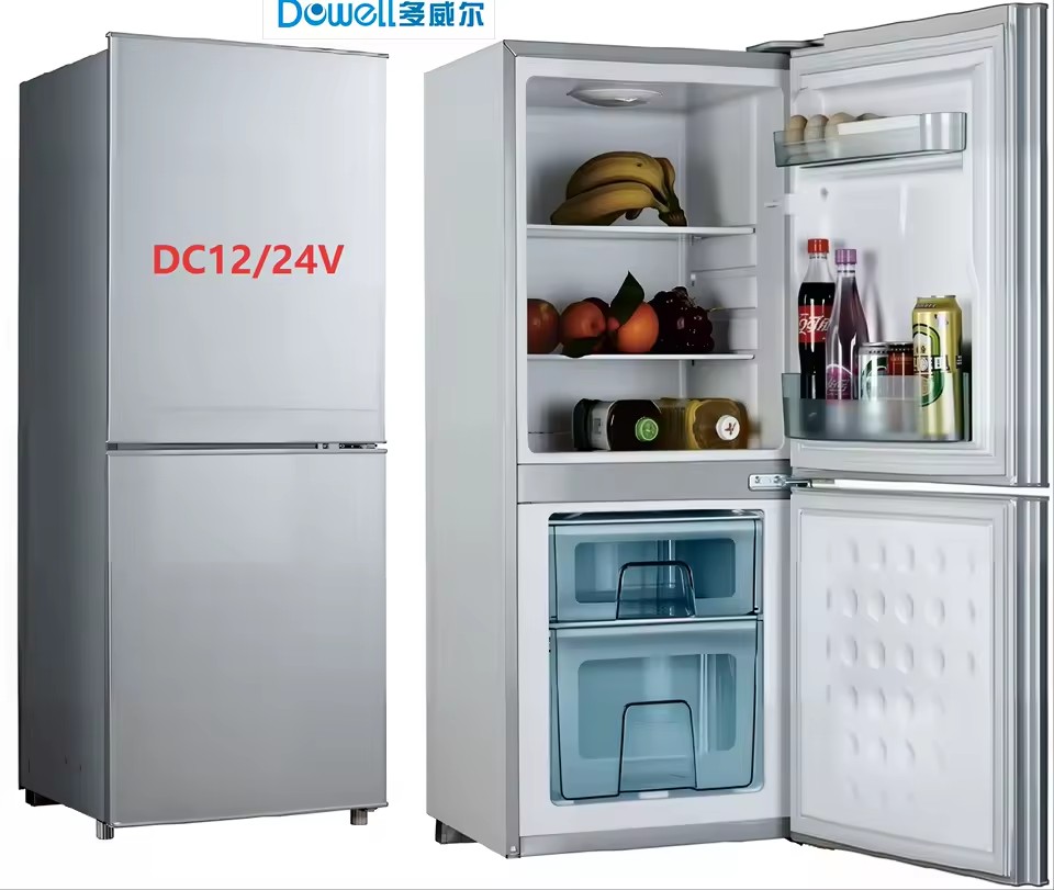 Energy Saving Double Door Factory 119L 12V 24V WITH ADAPTER DC Refrigerator