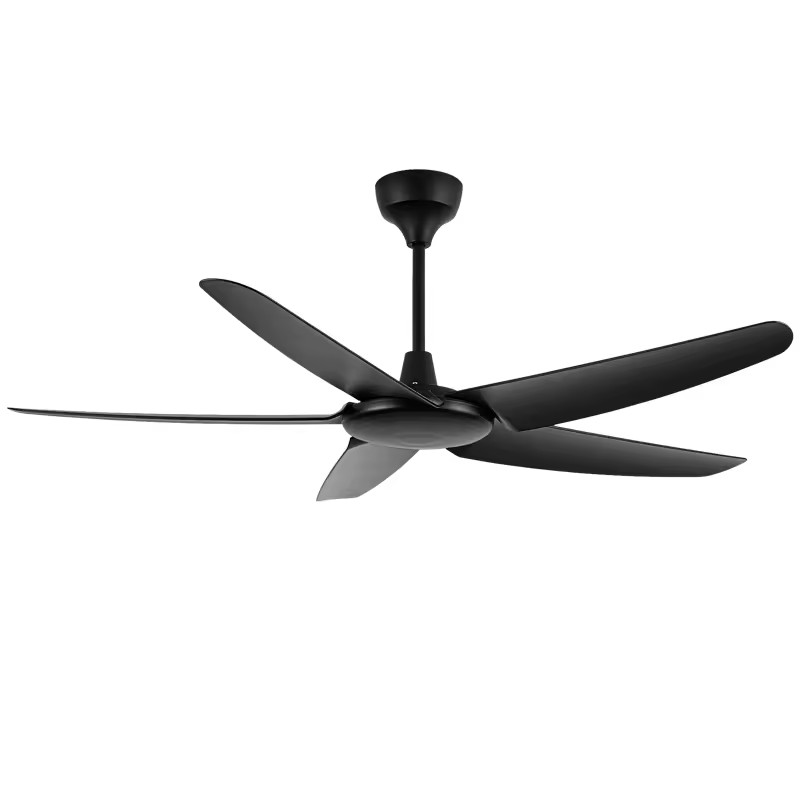 HSG Model 654 Black 54 Inch Industrial Ceiling Fan with 5 Metal Blades DC Motor Remote Control for Hotel & Household Use