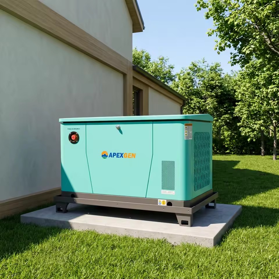 12kW Gas Generator for Home NG LPG Dual Fuel Automatic Power Backup Easy Setup Shipping Storage Install Rack