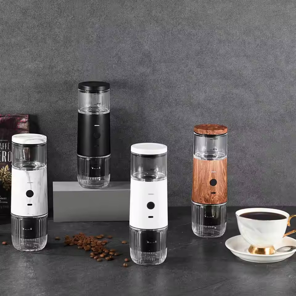 Portable Electric Burr Coffee Grinder Grind While Charging Visual Bean Hopper External Grind Settings Faster Grinding Battery