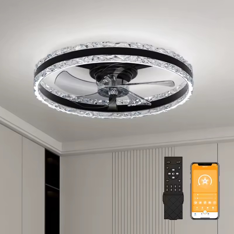 20 Inch Smart Ceiling Fan Light DC Ultra-Quiet Reversible Airflow Timer Energy-Saving APP/Remote Control Electric Household