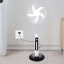 Solar Rechargeable Stand Fan Battery Operated Pedestal Fan 18 Inch with Remote Control and LED Light